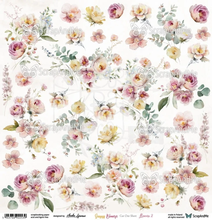 Papier 30x30 elementy do wycięcia Sunny Blooms - Flowers 2 ScrapAndMe