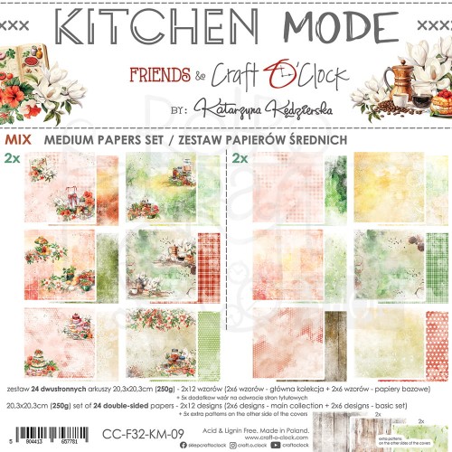 Zestaw papierów do scrapbookingu 20x20 Kitchen Mode Mix CC-F32-KM-09 Craft O’Clock