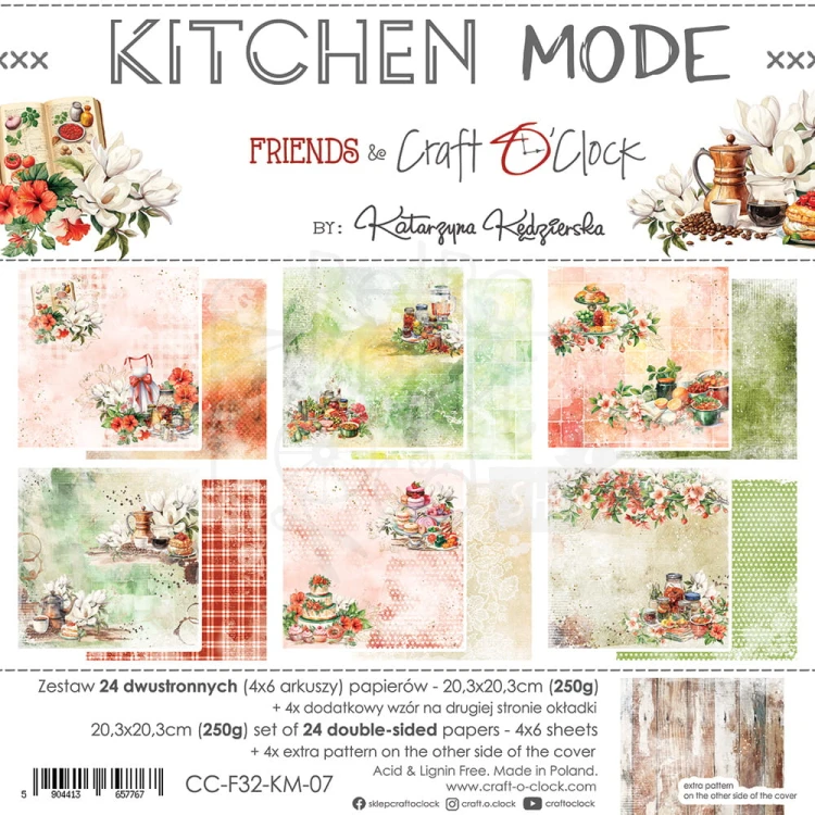 Zestaw papierów do scrapbookingu 20x20 Kitchen Mode Mix CC-F32-KM-09 Craft O’Clock