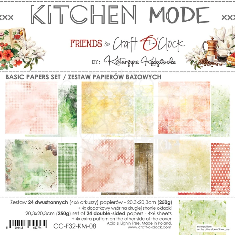 Zestaw papierów do scrapbookingu 20x20 Kitchen Mode Mix CC-F32-KM-09 Craft O’Clock
