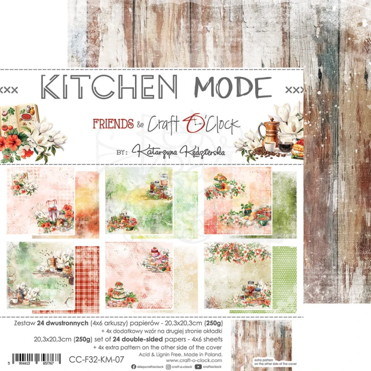 Zestaw papierów do scrapbookingu 20x20 Kitchen Mode Mix CC-F32-KM-09 Craft O’Clock