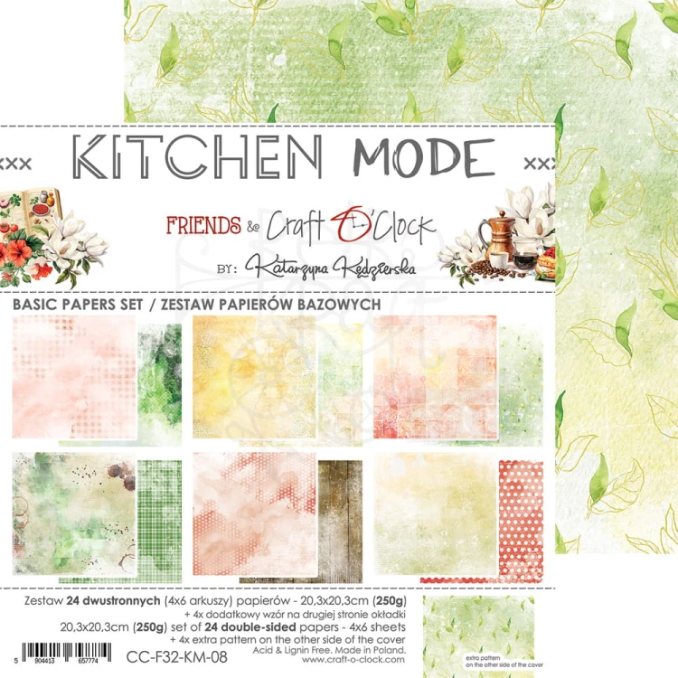 Zestaw papierów do scrapbookingu 20x20 Kitchen Mode Mix CC-F32-KM-09 Craft O’Clock