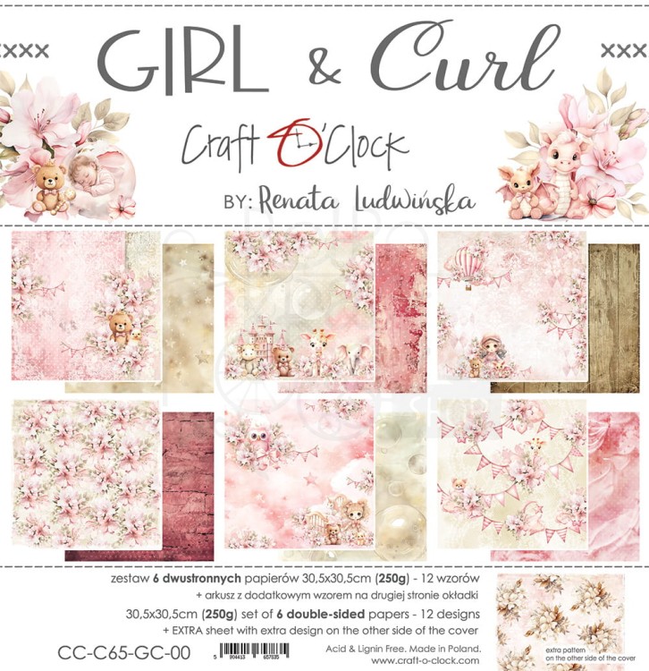 Zestaw papierów do scrapbookingu 30x30 Girl &amp; Curl CC-C65-GC-00 Craft O’Clock