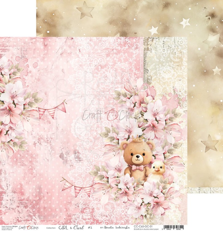 Zestaw papierów do scrapbookingu 30x30 Girl &amp; Curl CC-C65-GC-00 Craft O’Clock