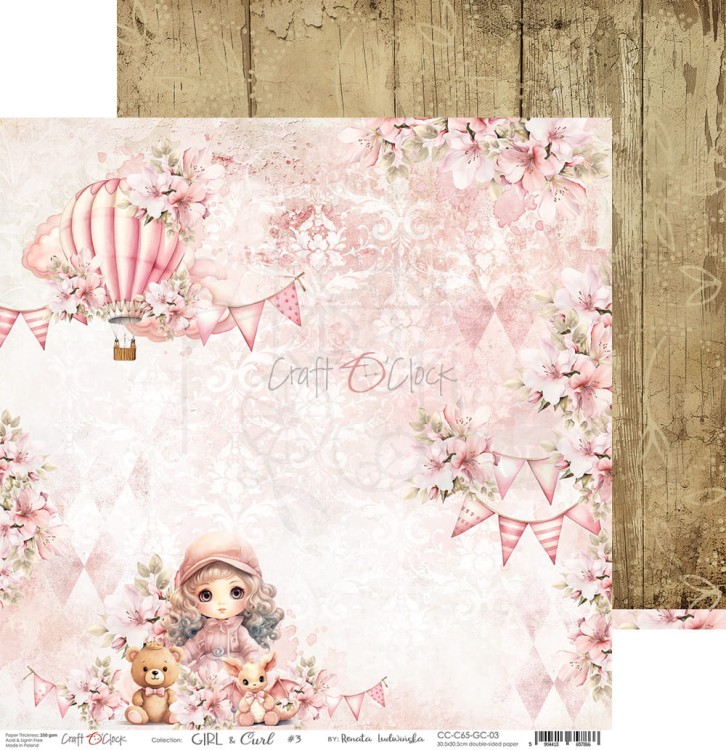 Zestaw papierów do scrapbookingu 30x30 Girl &amp; Curl CC-C65-GC-00 Craft O’Clock
