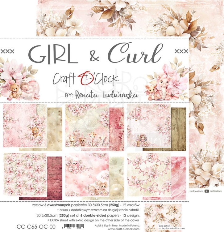 Zestaw papierów do scrapbookingu 30x30 Girl &amp; Curl CC-C65-GC-00 Craft O’Clock
