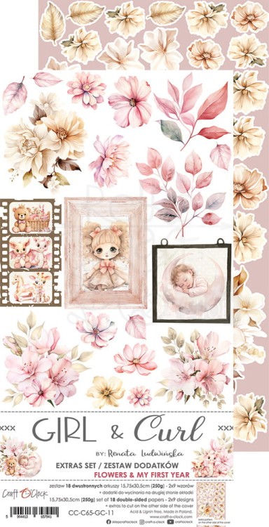 Zestaw dodatków 15x30 Girl &amp; Curl Flowers CC-C65-GC-11 Craft O’Clock