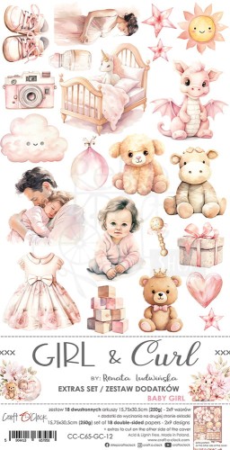 Zestaw dodatków 15x30 Girl &amp; Curl Baby Girl CC-C65-GC-12 Craft O’Clock