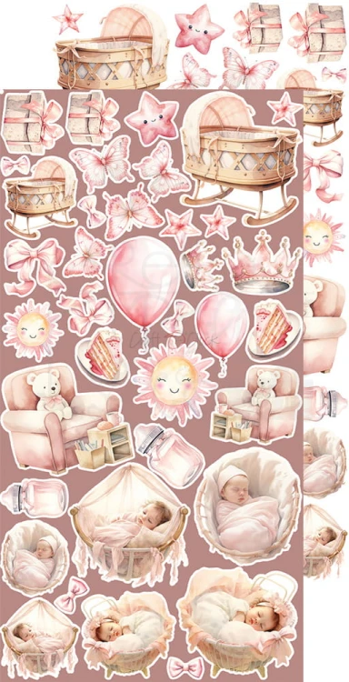 Zestaw dodatków 15x30 Girl &amp; Curl Baby Girl CC-C65-GC-12 Craft O’Clock