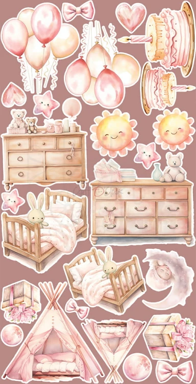 Zestaw dodatków 15x30 Girl &amp; Curl Baby Girl CC-C65-GC-12 Craft O’Clock