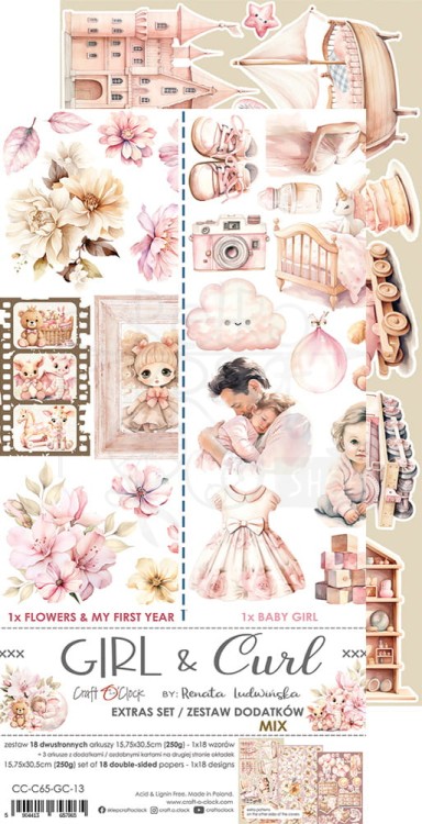 Zestaw dodatków 15x30 Girl &amp; Curl Mix CC-C65-GC-13 Craft O’Clock