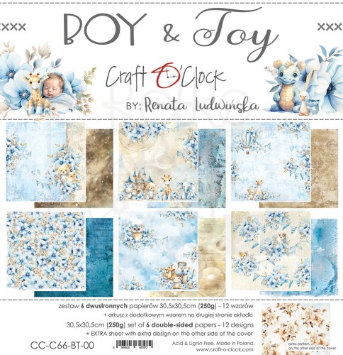 Zestaw papierów do scrapbookingu 30x30 Boy &amp; Toy CC-C66-BT-00 Craft O’Clock