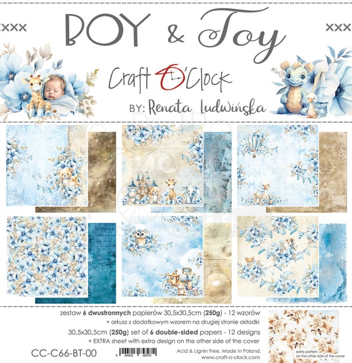 Zestaw papierów do scrapbookingu 30x30 Boy &amp; Toy CC-C66-BT-00 Craft O’Clock