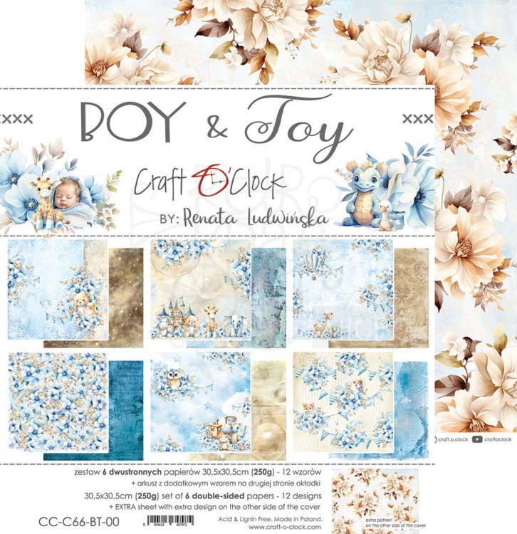 Zestaw papierów do scrapbookingu 30x30 Boy &amp; Toy CC-C66-BT-00 Craft O’Clock