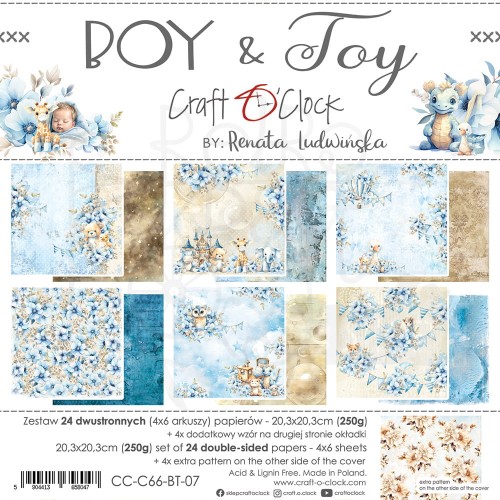Zestaw papierów do scrapbookingu 20x20 Boy &amp; Toy Mix CC-C66-BT-09 Craft O’Clock