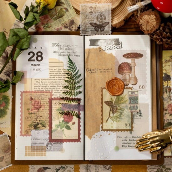 Naklejki do scrapbookingu i art journalingu - Znaczki pocztowe 60 szt