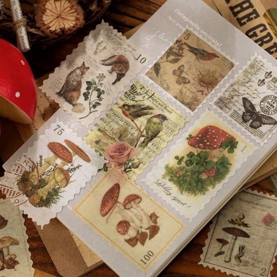 Naklejki do scrapbookingu i art journalingu - Znaczki pocztowe 60 szt