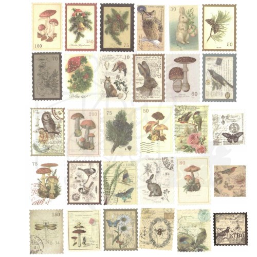 Naklejki do scrapbookingu i art journalingu - Znaczki pocztowe 60 szt