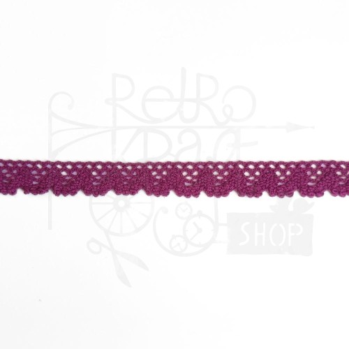 Koronka bawełniana kolor purpurowy 14mm - 1mb