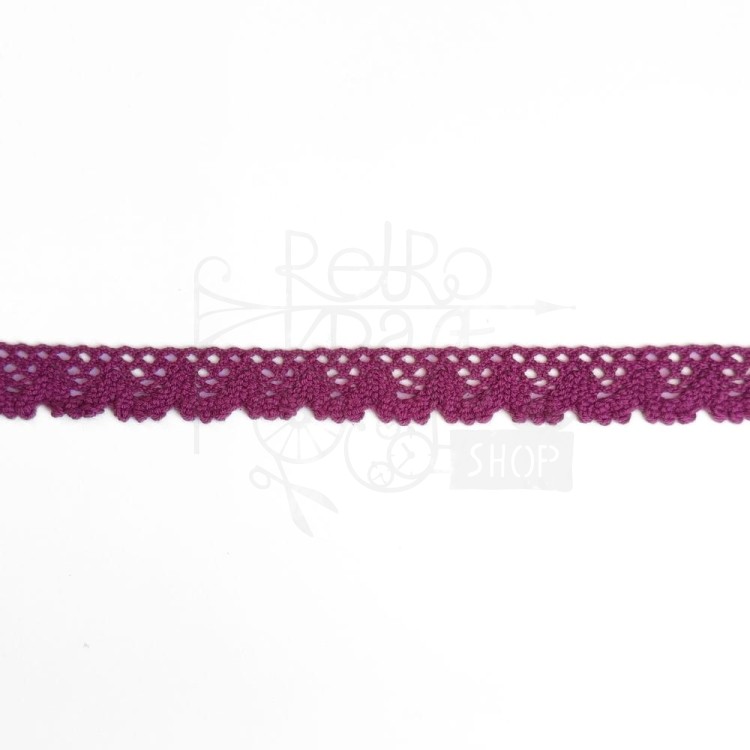 Koronka bawełniana kolor purpurowy 14mm - 1mb