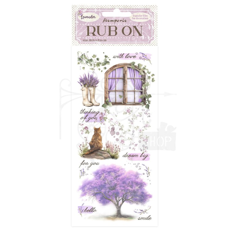 Rub-on transfer 10x21.6cm Lavender Okno DFLRB99 Stamperia