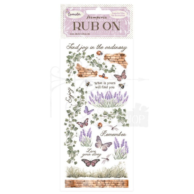 Rub-on transfer 10x21.6cm Lavender Bluszcz motyle DFLRB96 Stamperia