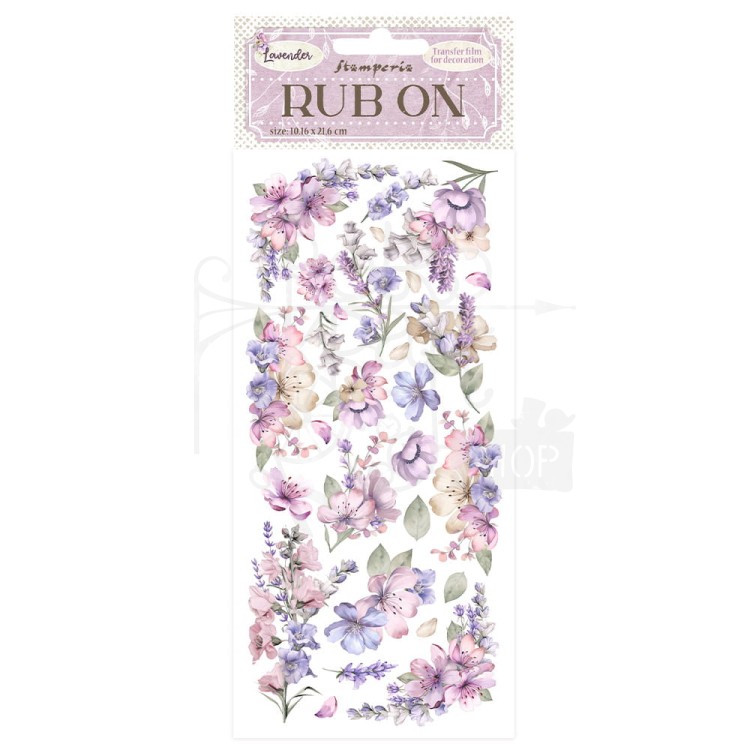 Rub-on transfer 10x21.6cm Lavender Kwiaty DFLRB94 Stamperia