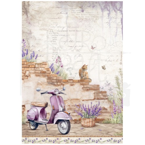 Papier ryżowy do decoupage A4 Lavender Vespa DFSA4885 Stamperia