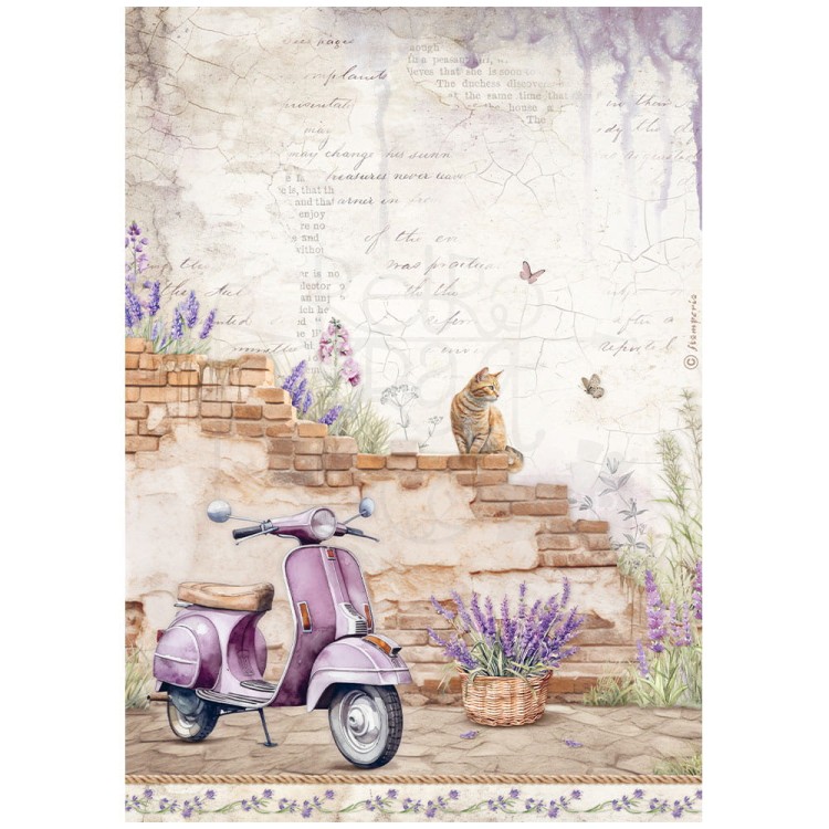 Papier ryżowy do decoupage A4 Lavender Vespa DFSA4885 Stamperia