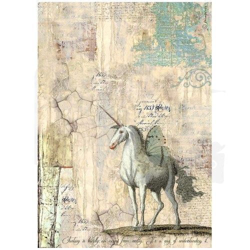 Papier ryżowy do decoupage A4 Wonderland Jednorożec DFSA4929 Stamperia