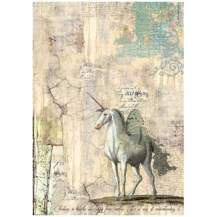 Papier ryżowy do decoupage A4 Wonderland Jednorożec DFSA4929 Stamperia