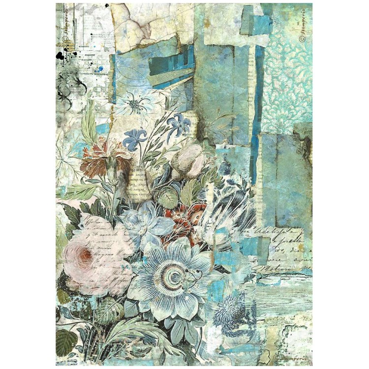Papier ryżowy do decoupage A4 Wonderland Kwiatowy patchwork DFSA4932 Stamperia