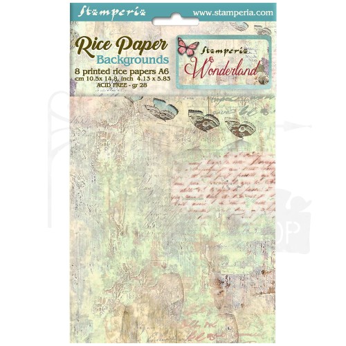 Papier ryżowy A6 Wonderland Backgrounds tła - zestaw 8szt DFSAK6025 Stamperia