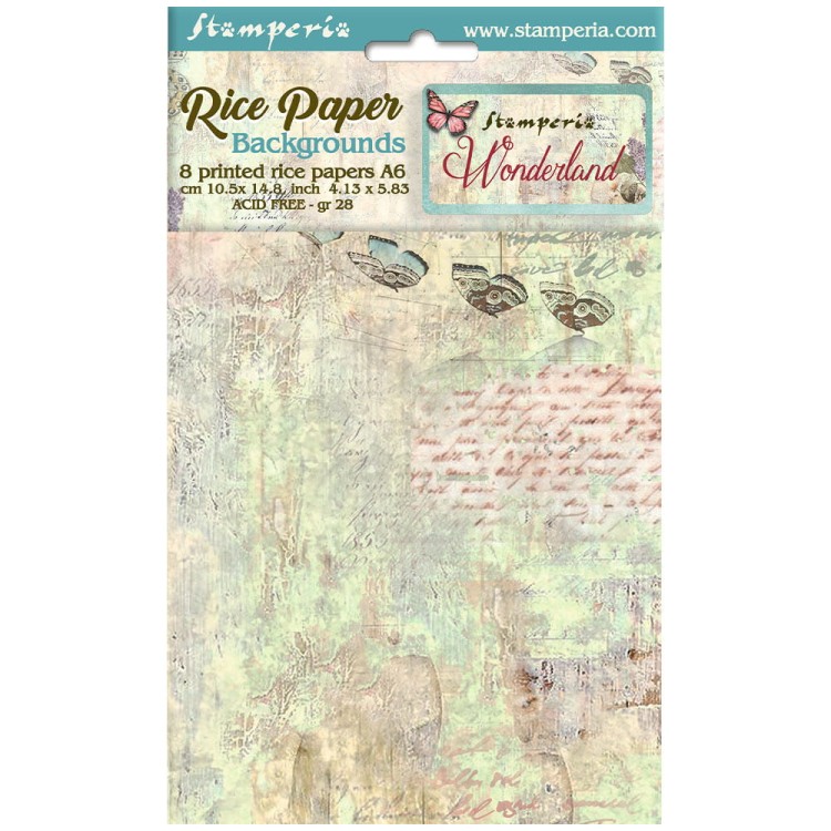 Papier ryżowy A6 Wonderland Backgrounds tła - zestaw 8szt DFSAK6025 Stamperia