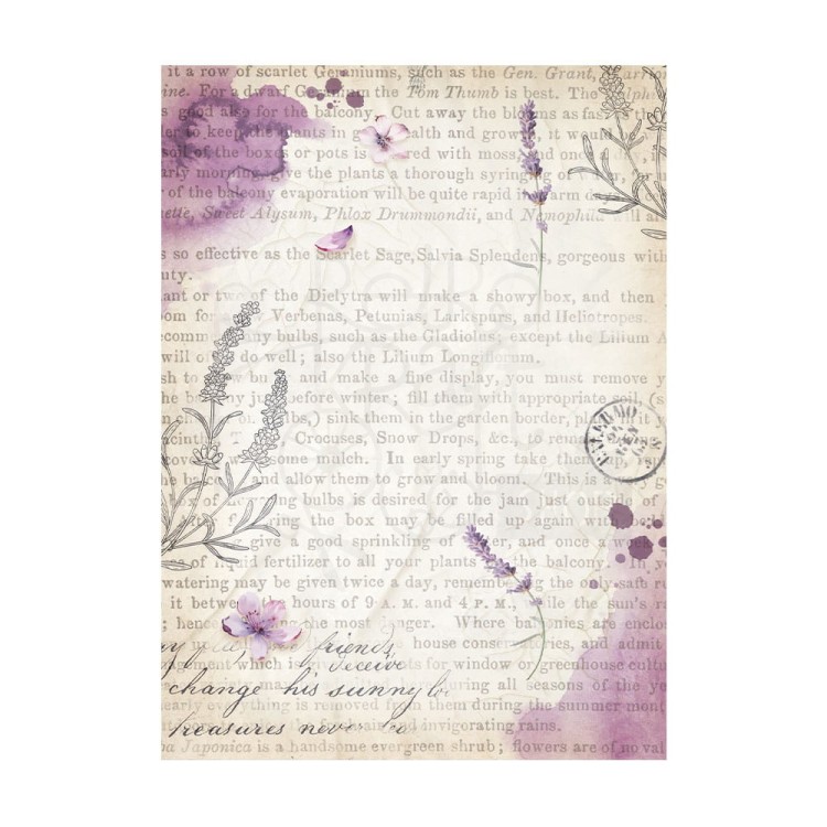 Papier ryżowy A6 Lavender Backgrounds tła - zestaw 8szt DFSAK6024 Stamperia