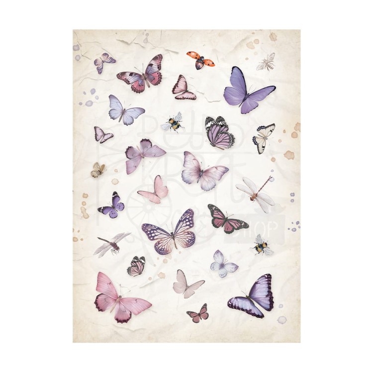 Papier ryżowy A6 Lavender Backgrounds tła - zestaw 8szt DFSAK6024 Stamperia