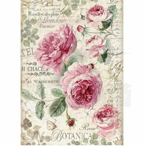Papier ryżowy do decoupage A4 Botanic Róże angielskie DFSA4358 Stamperia