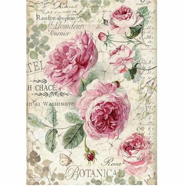 Papier ryżowy do decoupage A4 Botanic Róże angielskie DFSA4358 Stamperia