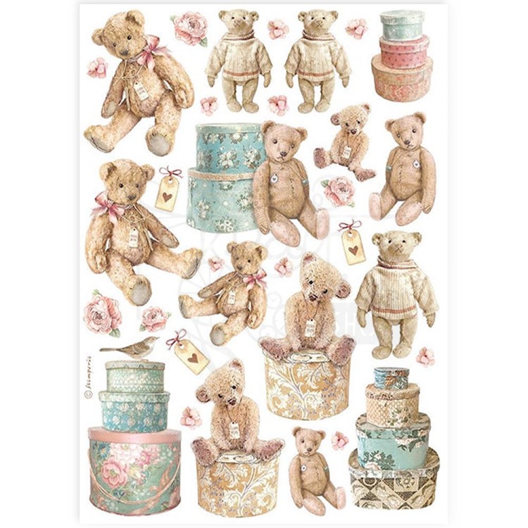 Papier ryżowy do decoupage A4 Best Sellers Miś Teddy DFSA4928 Stamperia