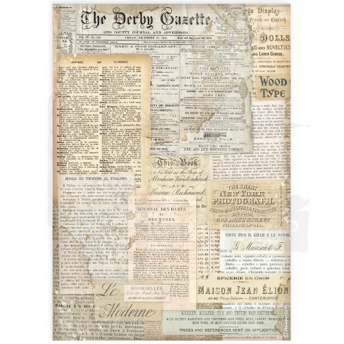 Papier ryżowy do decoupage A4 Best Sellers Gazeta DFSA4916 Stamperia