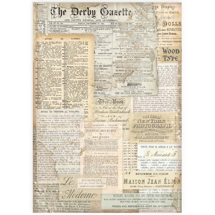 Papier ryżowy do decoupage A4 Best Sellers Gazeta DFSA4916 Stamperia