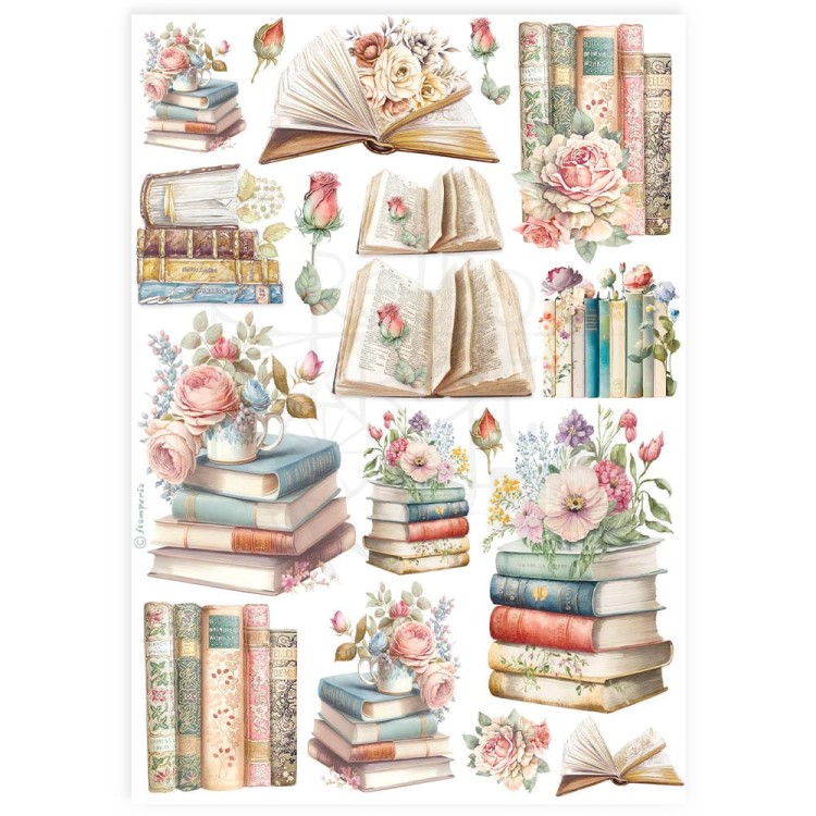 Papier ryżowy do decoupage A4 Best Sellers Książki DFSA4911 Stamperia