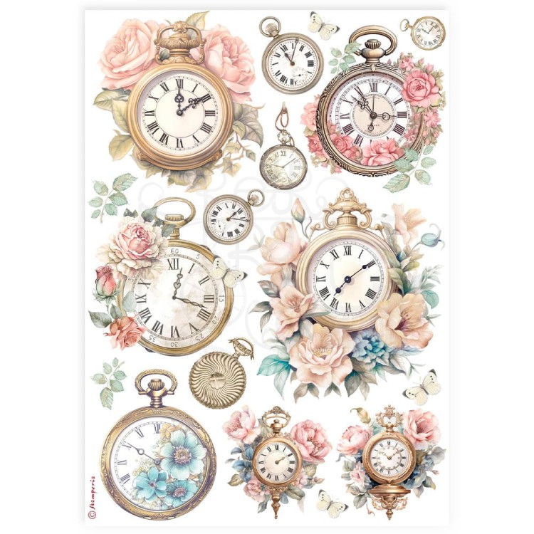 Papier ryżowy do decoupage A4 Best Sellers Zegary DFSA4910 Stamperia