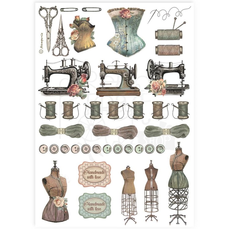 Papier ryżowy do decoupage A4 Best Sellers Krawieckie akcesoria DFSA4908 Stamperia