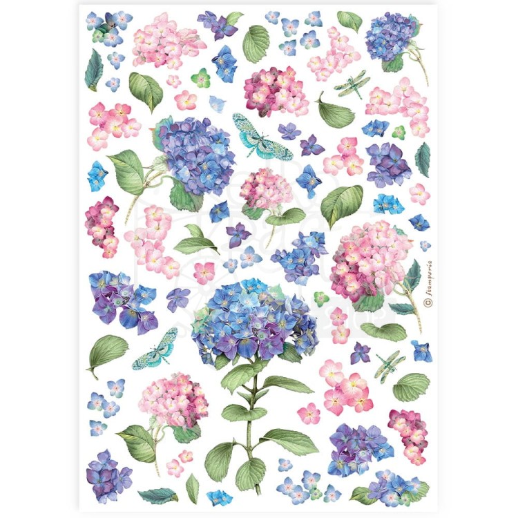Papier ryżowy do decoupage A4 Best Sellers Hortensja DFSA4895 Stamperia