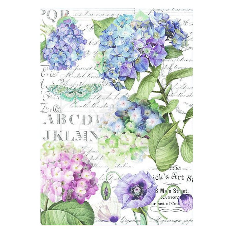 Papier ryżowy do decoupage A4 Best Sellers Hortensje DFSA4307 Stamperia