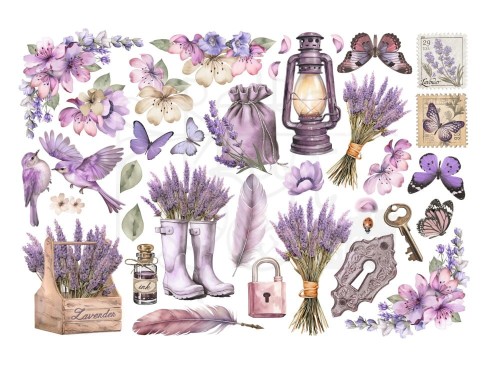 Ozdoby papierowe samoprzylepne Ephemera Lavender DFLCT48 Stamperia