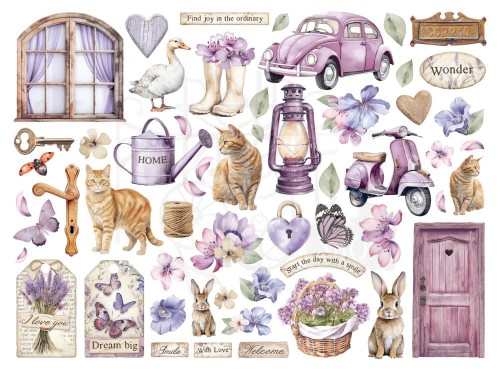 Ozdoby kształty tekturowe Die Cuts Lavender DFLDC100 Stamperia