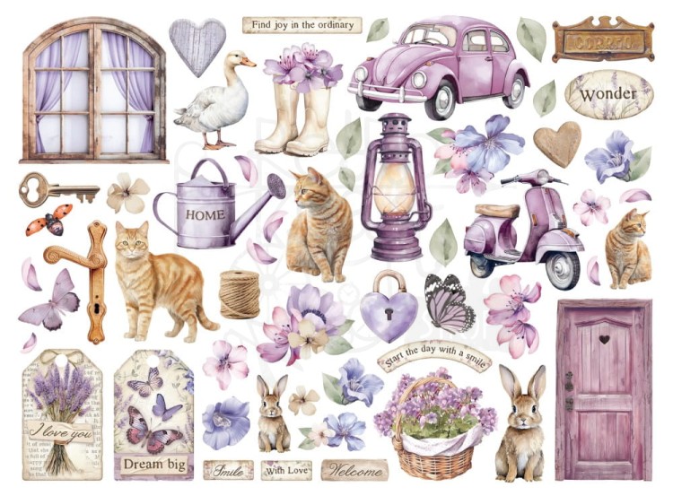 Ozdoby kształty tekturowe Die Cuts Lavender DFLDC100 Stamperia