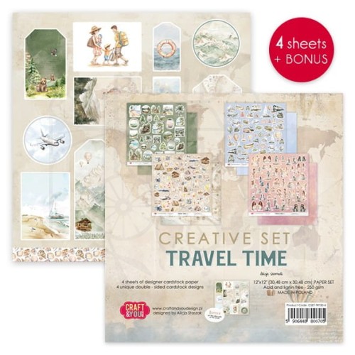 Zestaw papierów 30x30 elementy do wycięcia Travel Time CSET-TRT30-4 Craft&amp;You Design
